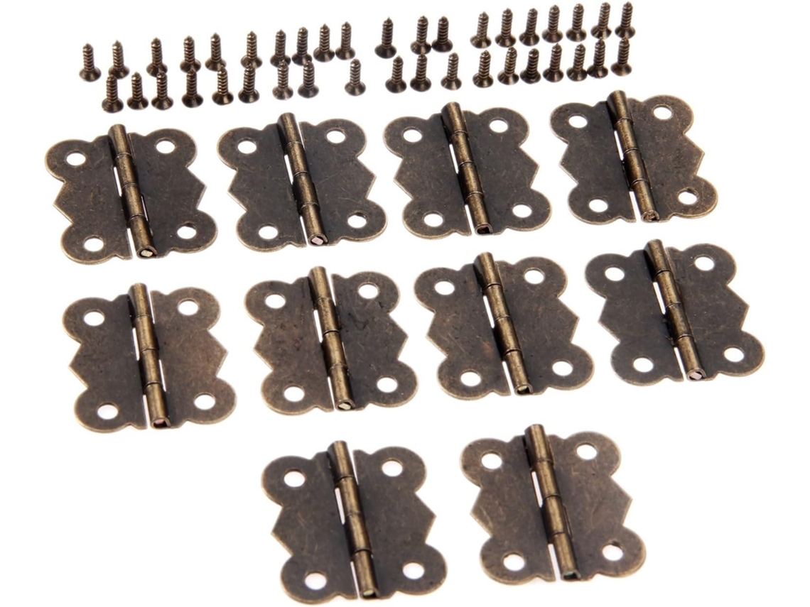Conjunto De 10 Dobradiças Ferro Para Armários, Joias E Caixas De Madeira Dobradiça Borboleta Antiga Com 4 Furos Para