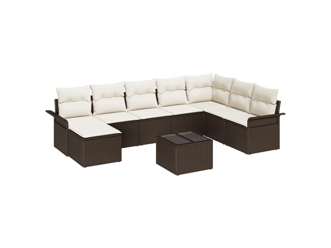 Conjunto 9 Conjuntos De Sofá Para Exteriores Vidaxl Castanho Vime Pe (55 X 55 X 37 Cm)