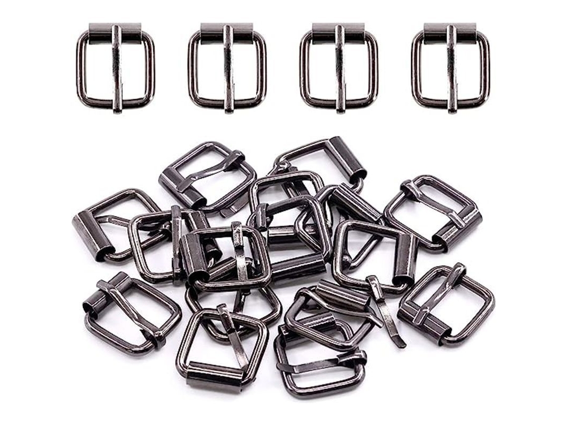 60 Fivelas de Metal Rolantes Multiuso, Quadradas 2cm Preto Arma