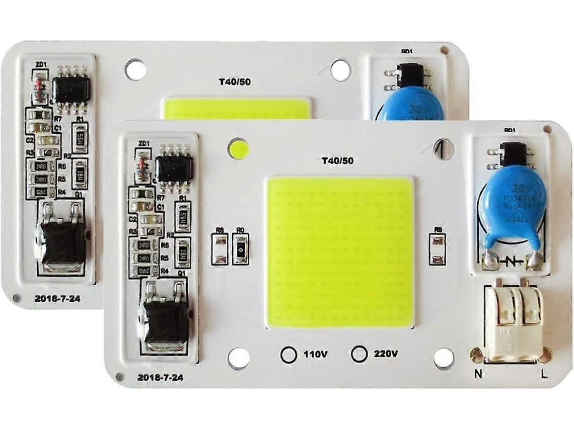 2 Chips De Led Cob 50w, Branco 6000k, 220v, Com Driver Integrado