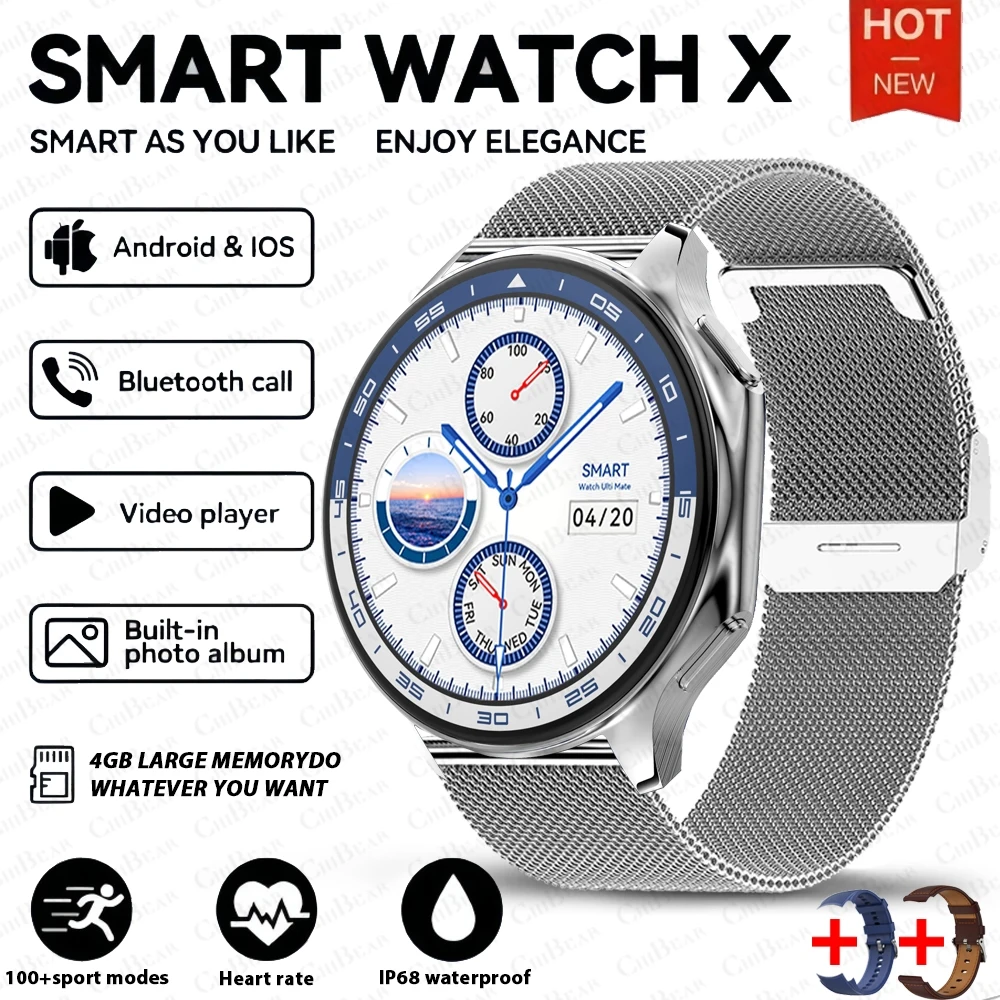 Smartwatch, Som Surround Visual 3d, Reprodução de Mp3 e Mp4 MDUG (pulseira de Malha Prateada)