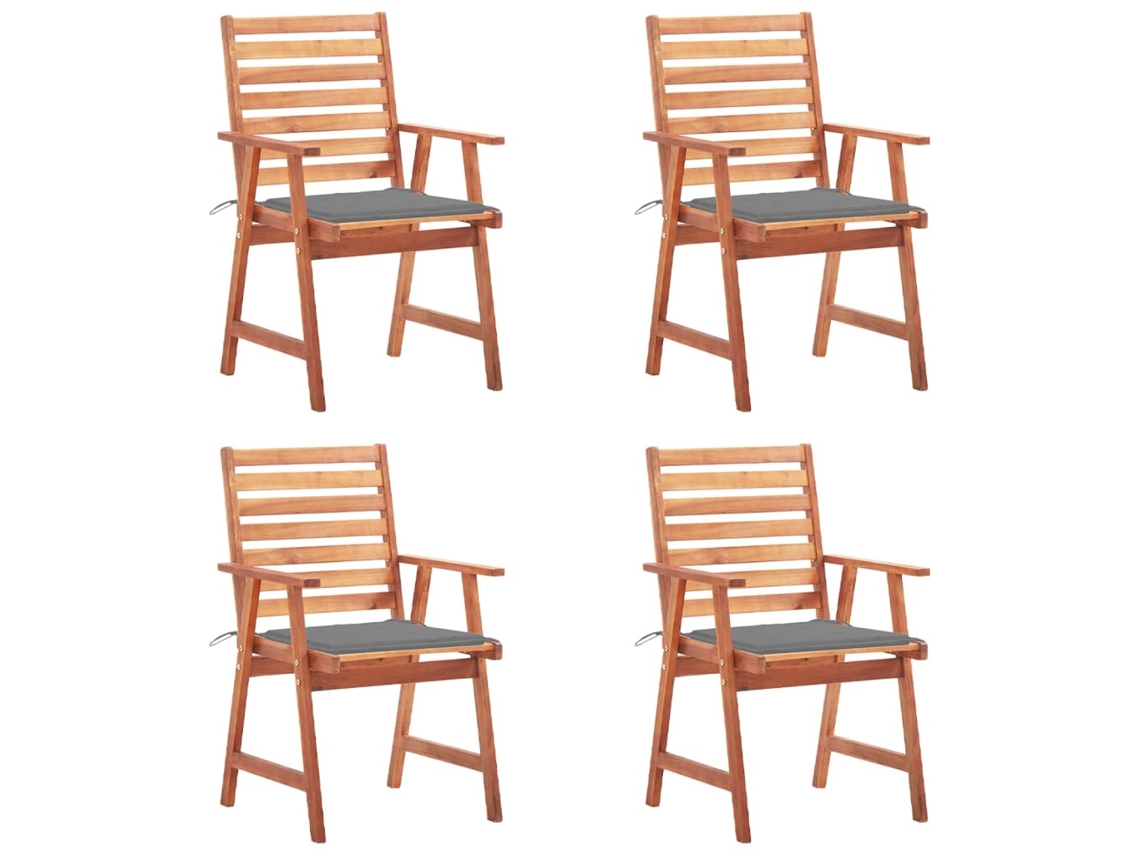 Vidaxl Cadeiras De Jantar P/ Jardim 4 Pcs C/ Almofadões Acácia Maciça