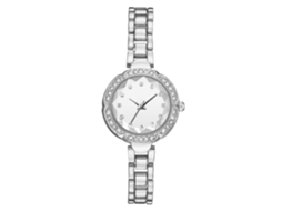 Relógio de Pulso Analógico de Quartzo com Pulseira de Liga Fashinable Estilo Simples (prata Branco)
