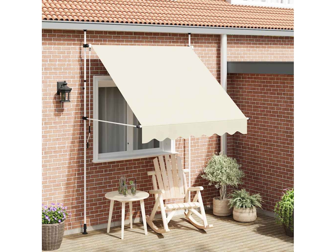 Vidaxl Toldo Retrátil Manual 200 Cm Creme