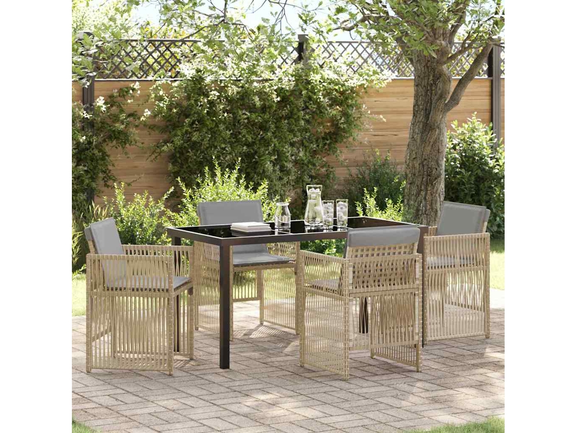 Vidaxl Conjunto De Jantar Para Jardim 5 Unid. Bege Aço Revestido A Pó