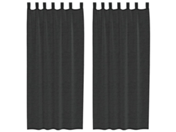 Cortinas de Voile com Aba 2 Pcs Preto MAISON EXCLUSIVE