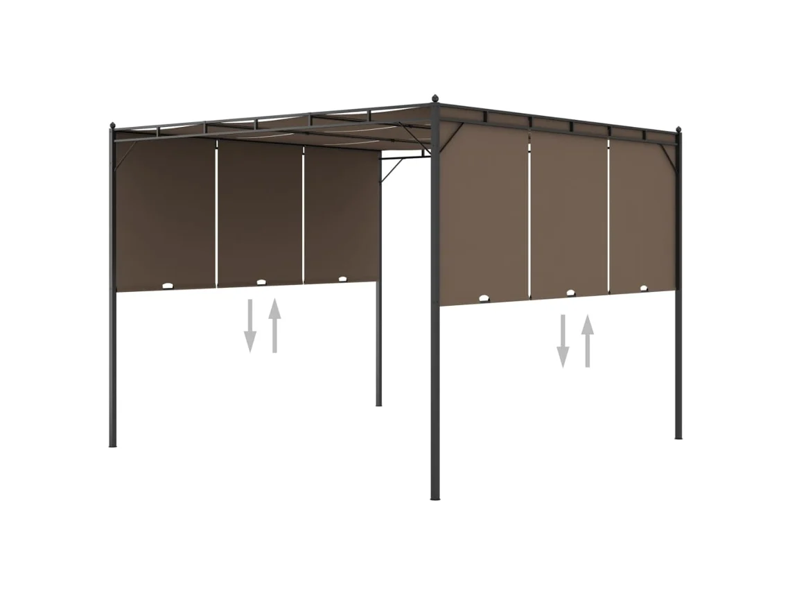 Vidaxl Gazebo Jardim C/ Cortina Lateral 3x3x2,25m Cinzento-acastanhado