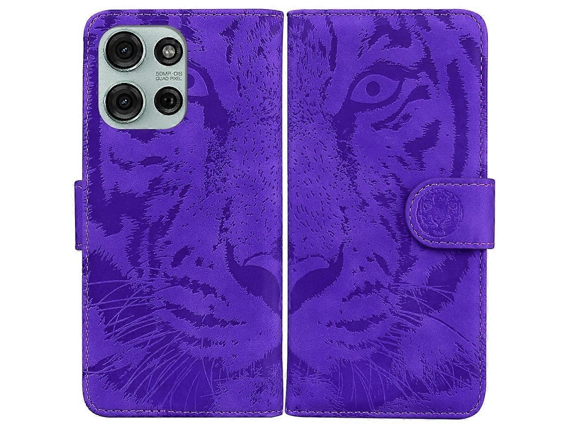 Capa De Couro Para Celular Com Estampa De Tigre Em Relevo