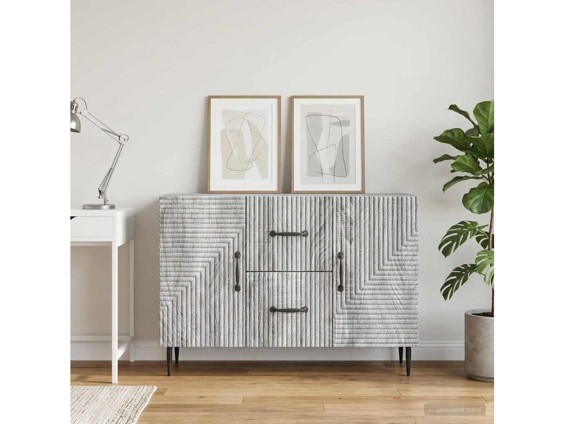 Vidaxl Buffet Sonoma Cinzento 89 X 34,5 X 60 Cm Derivados De Madeira