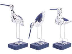 Conjunto 3 Estatuetas Marinhas Madeira Elegantes Sofisticadas Decoração Quarto Aves Azul Mesa GOKOCO