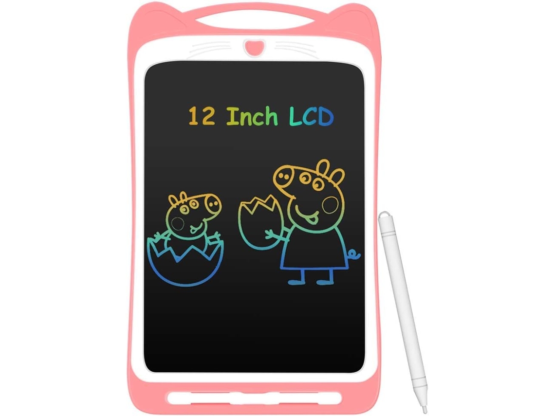 Lurelia, Tablet Lcd, 12 Polegadas, Rosa, Colorido, Caneta, Infantil, Proteção Ocular, Portátil, Trava