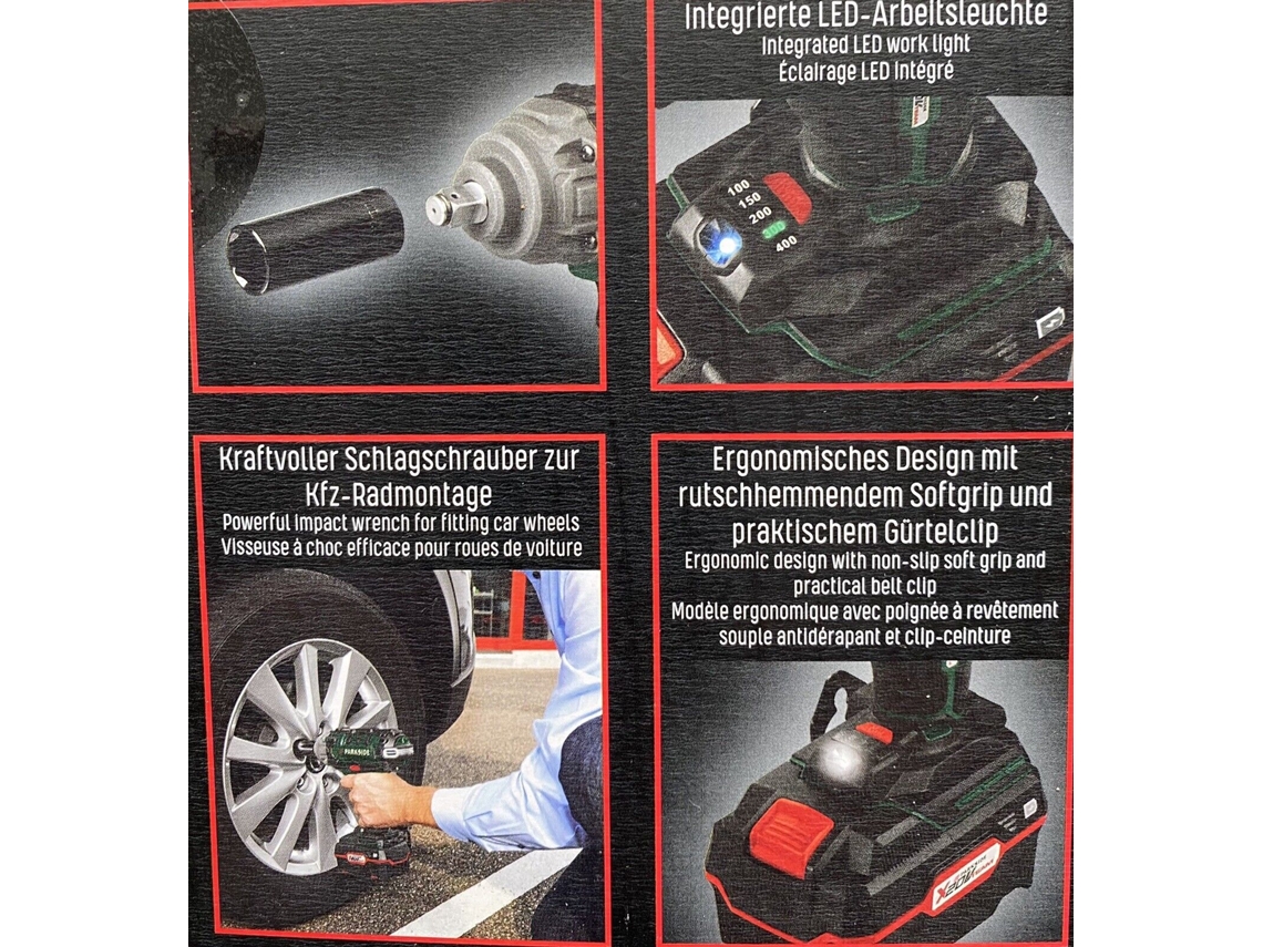 Chave de Impacto 400Nm 20V Sem Bateria PARKSIDE Caixa Aberta
