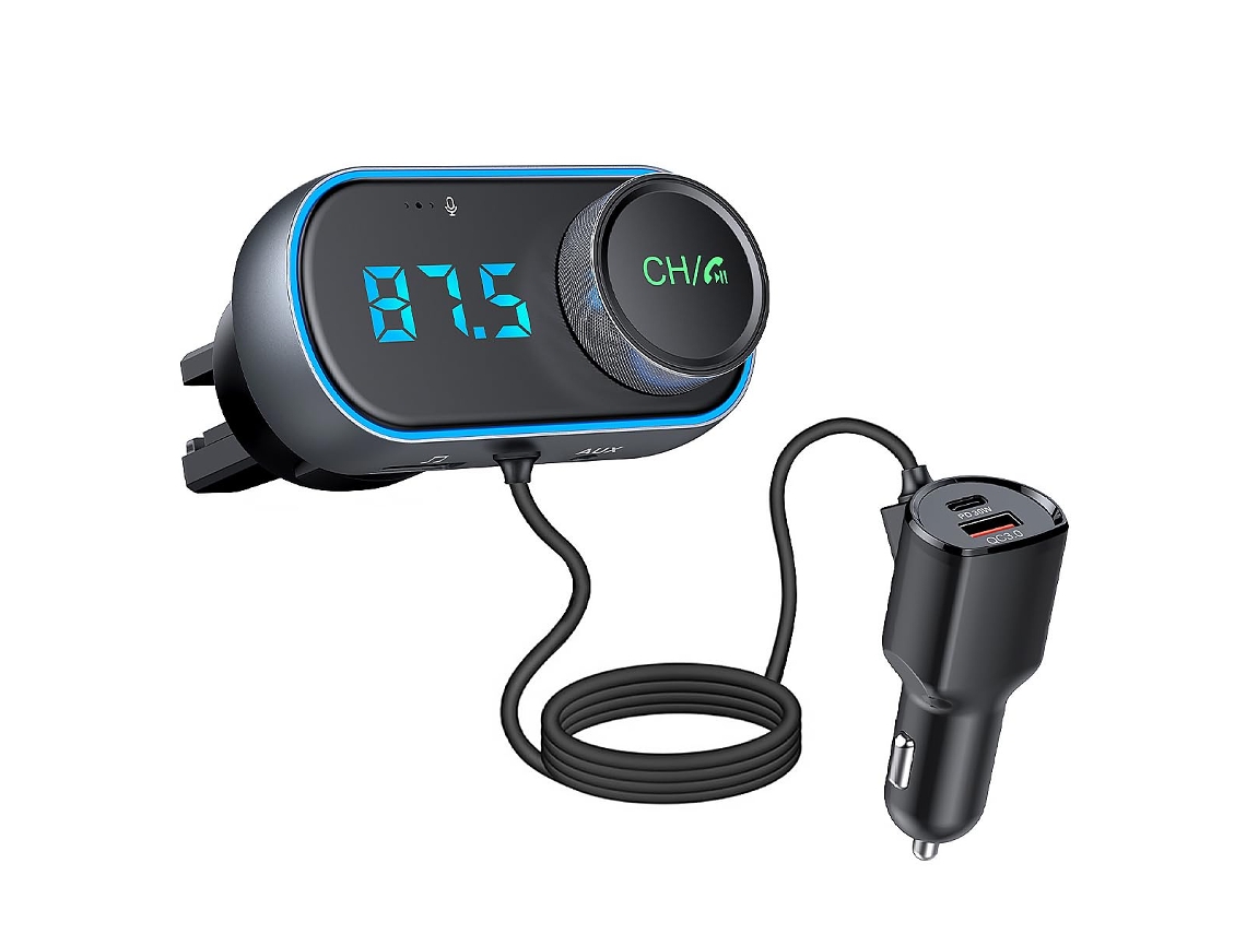 Transmissor Fm Bluetooth Para Carro Com Microfone Reforçado Redução De Ruído E Graves