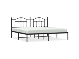 Estrutura de Cama com Cabeceira Metal Preto MAISON EXCLUSIVE 193x203 cm