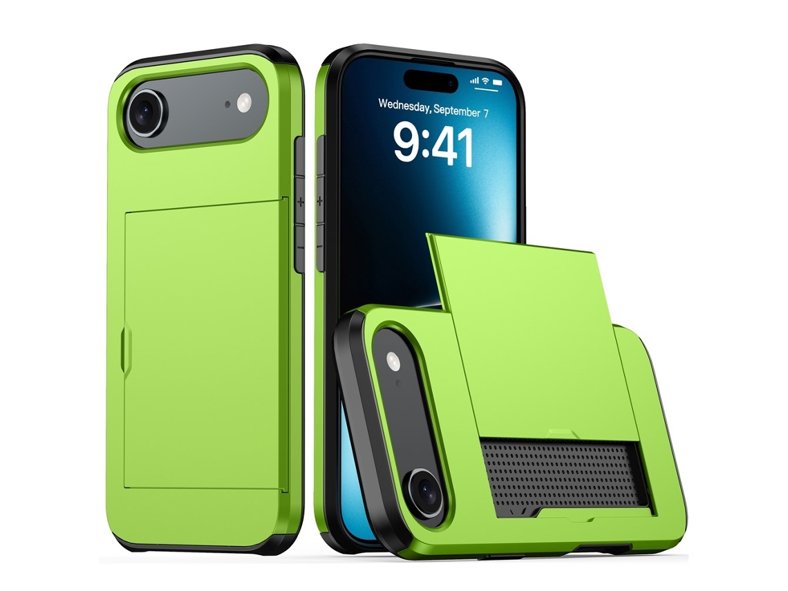 Capa Híbrida Para Iphone Air Com Compartimento Para Cartão Verde