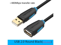 Cabo De Extensão Usb 3.0 Macho Para Fêmea Vention, Cabo De Extensão Usb 3.0 Rápido Para Laptop E Pc, Extensão Usb 2.0, Preto, Cbc Aquaforge