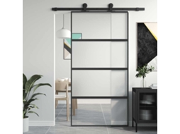 Vidaxl Porta Deslizante 102,5x205 Cm Vidro Temperado E Alumínio Preto