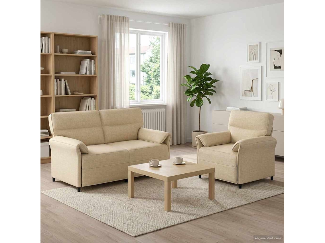 Vidaxl Conjunto De Sofás 2 Unid. Creme Tecido