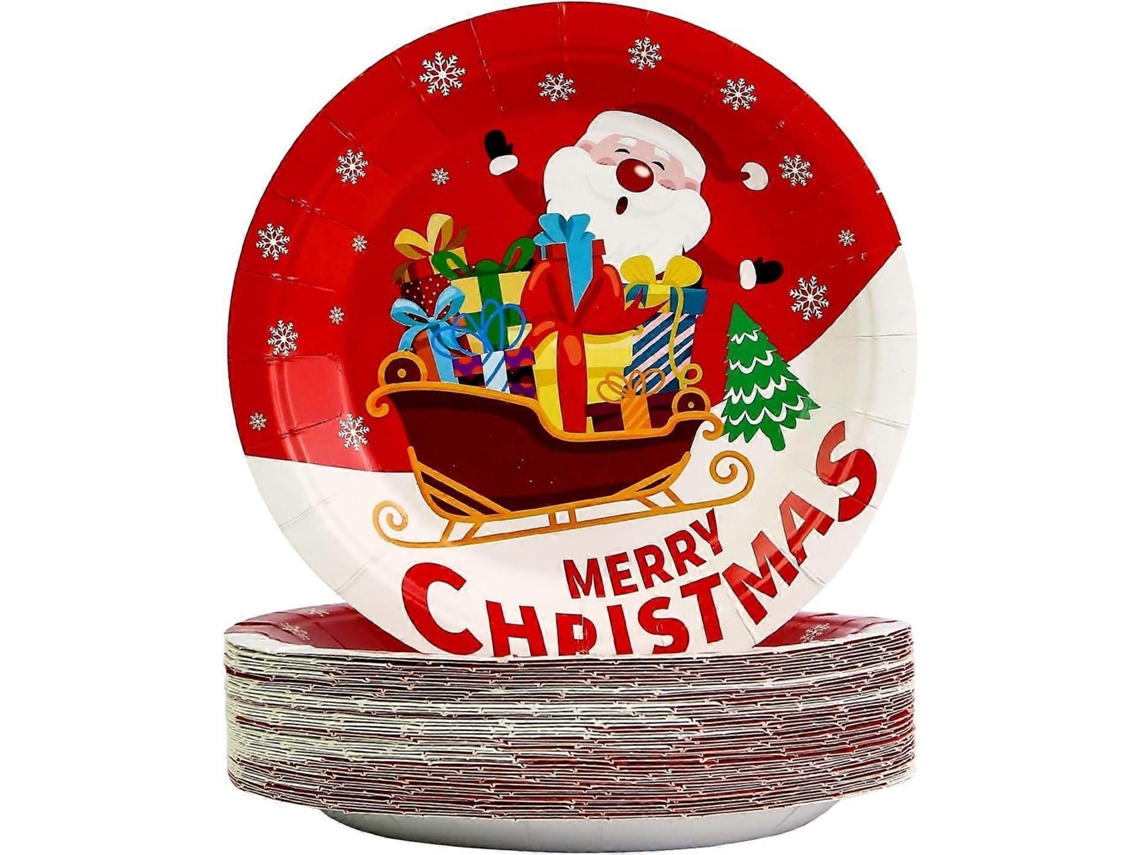 50 Pratos De Papel De Natal De 7 Polegadas, Descartáveis, Coloridos, Para Festas E Jantares-zscy