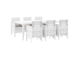 Conjunto 7 Jantar Ao Ar Livre Vidaxl Branco Polipropileno (200 X 100 X 73 Cm)