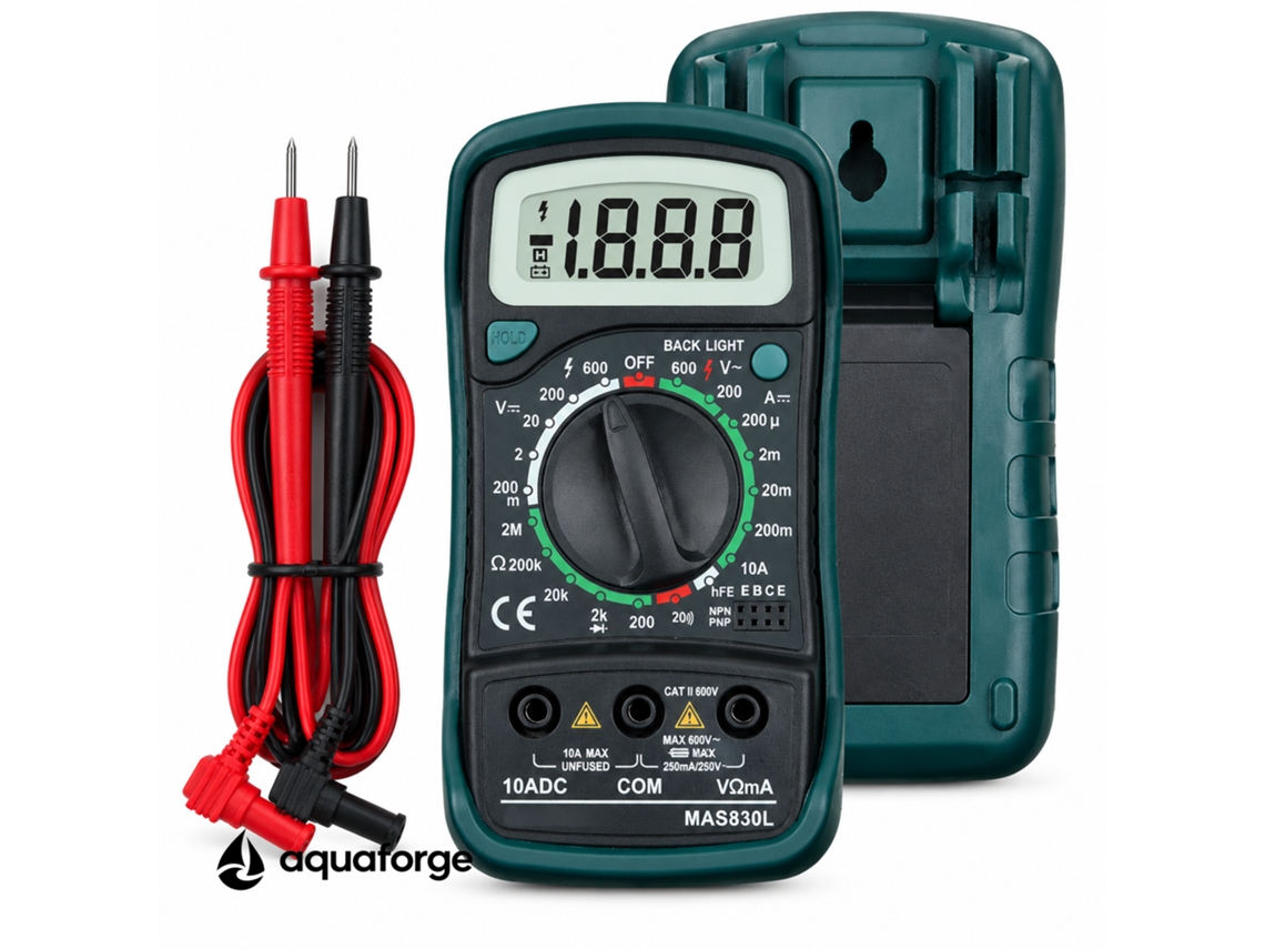 Multímetro Digital Aquaforge Mas830l, 600v, Ecrã Lcd