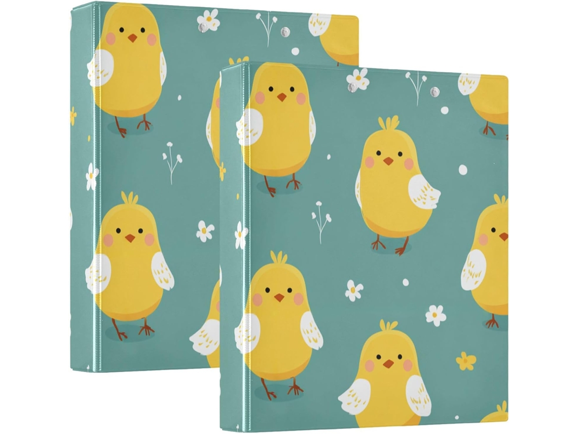 Pasta escolar amarela Fofa de 3,8 cm com sacos, pacote com 1 ou 2 unidades de material para carteira, camada rígida