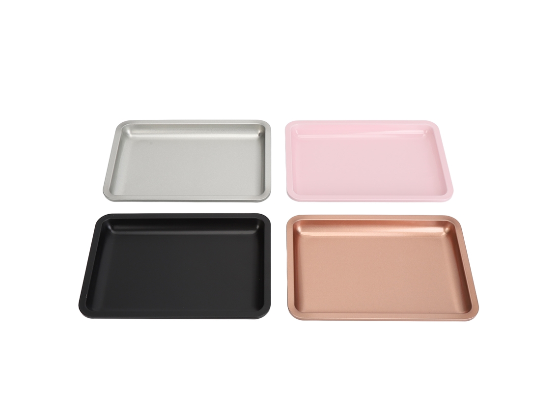 Bandeja De Joyería De Acero Inoxidable Rectangular Electroplada De 4 Colores Para Cosméticos Y Maquillaje