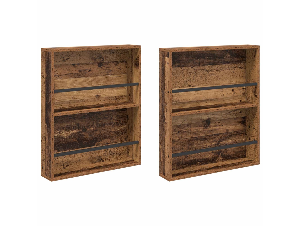 Conjunto de 2 Prateleiras para Revistas Madeira Antiga 60x12x70 cm MAISON EXCLUSIVE