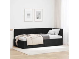 Vidaxl Estrutura de Cama de Canto Preto 90 Cm X 190 Cm Veludo