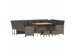 Maison Exclusive - 4 Pcs Conjunto Sofás De Jardim C/ Almofadões Vime Pe Cinzento