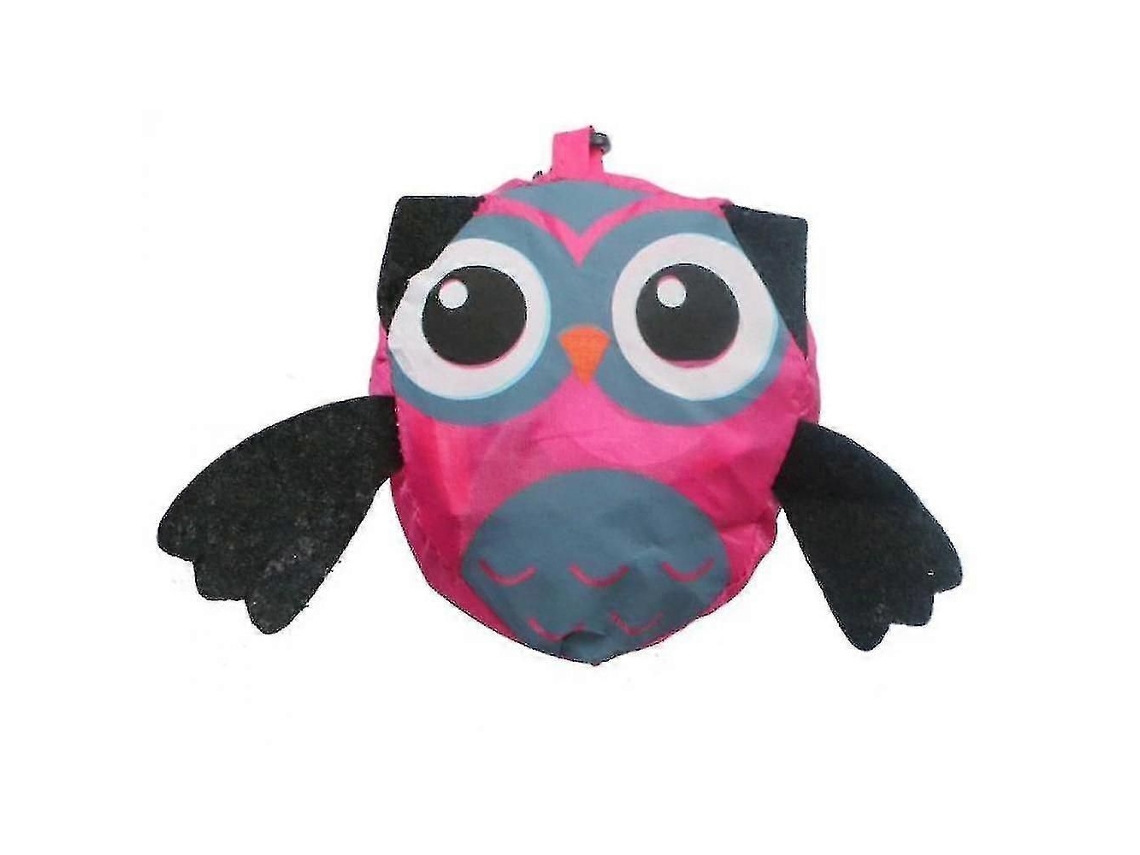 Sacola de Compras Portátil Dobrável com Estampa de Coruja Fofa da Hmwy animal GOKOCO (rosada)