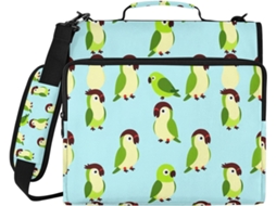 Pasta Organizadora Com 3-argolas, Alça De Ombro E Mão, Estampa De Papagaio Divertido E Pássaro Fofo Azul Organizador