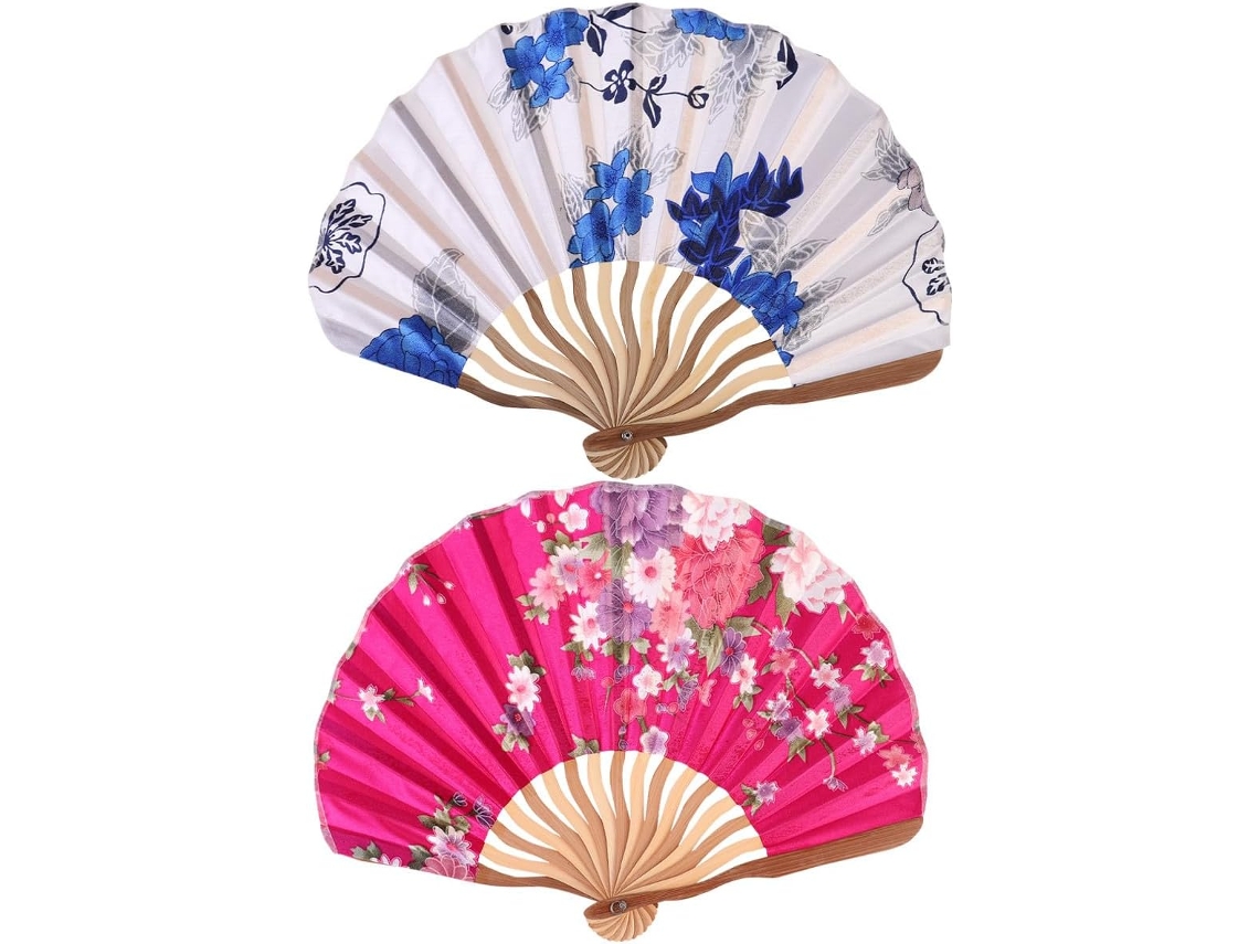 Leques Dobráveis Decoração Adereços Fotográficos Estilo Japonês 2 Unidades Tecido Delicado Pequeno Leque GOKOCO