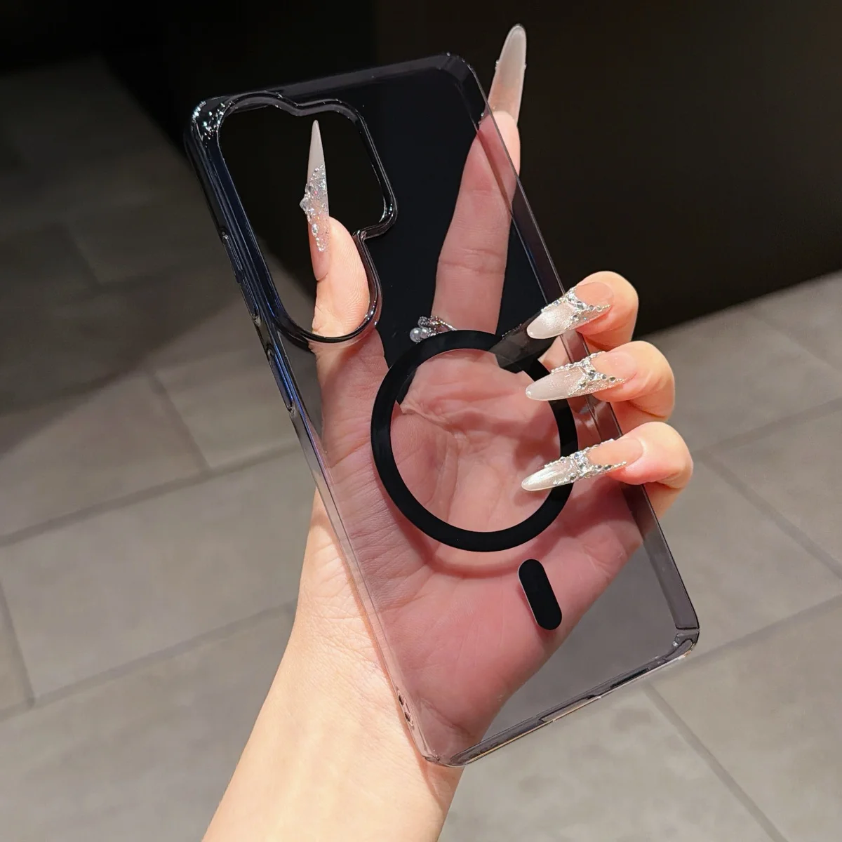 Capa Magnética Magsafe Transparente Ultrafina Para Samsung S22 Plus (preta).