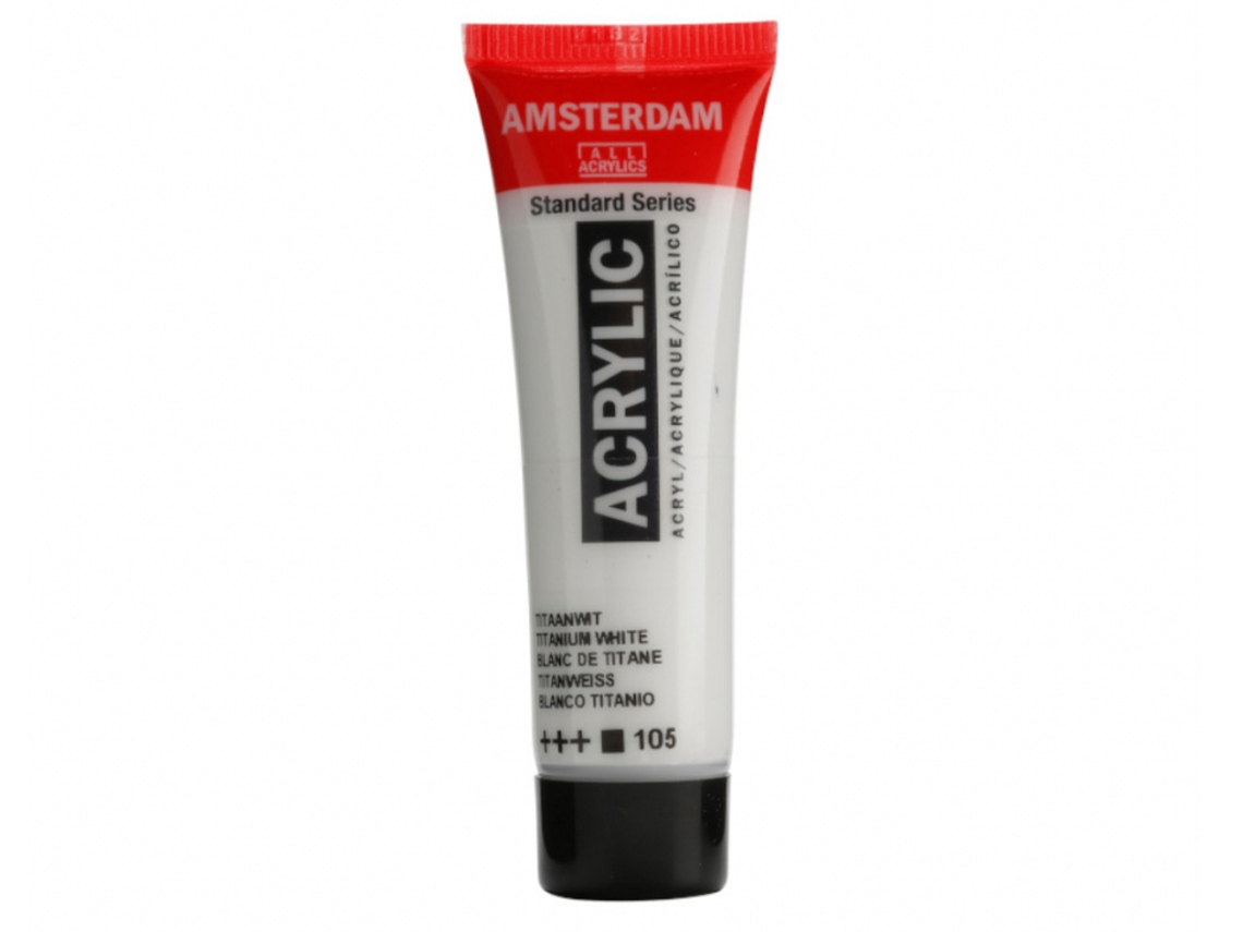 Tinta Acrílica AMSTERDAM 20 Ml Branco Titânio 105