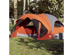 Vidaxl Tenda Familiar Estilo Cabana 6 Pessoas Imperm. Cinza/laranja