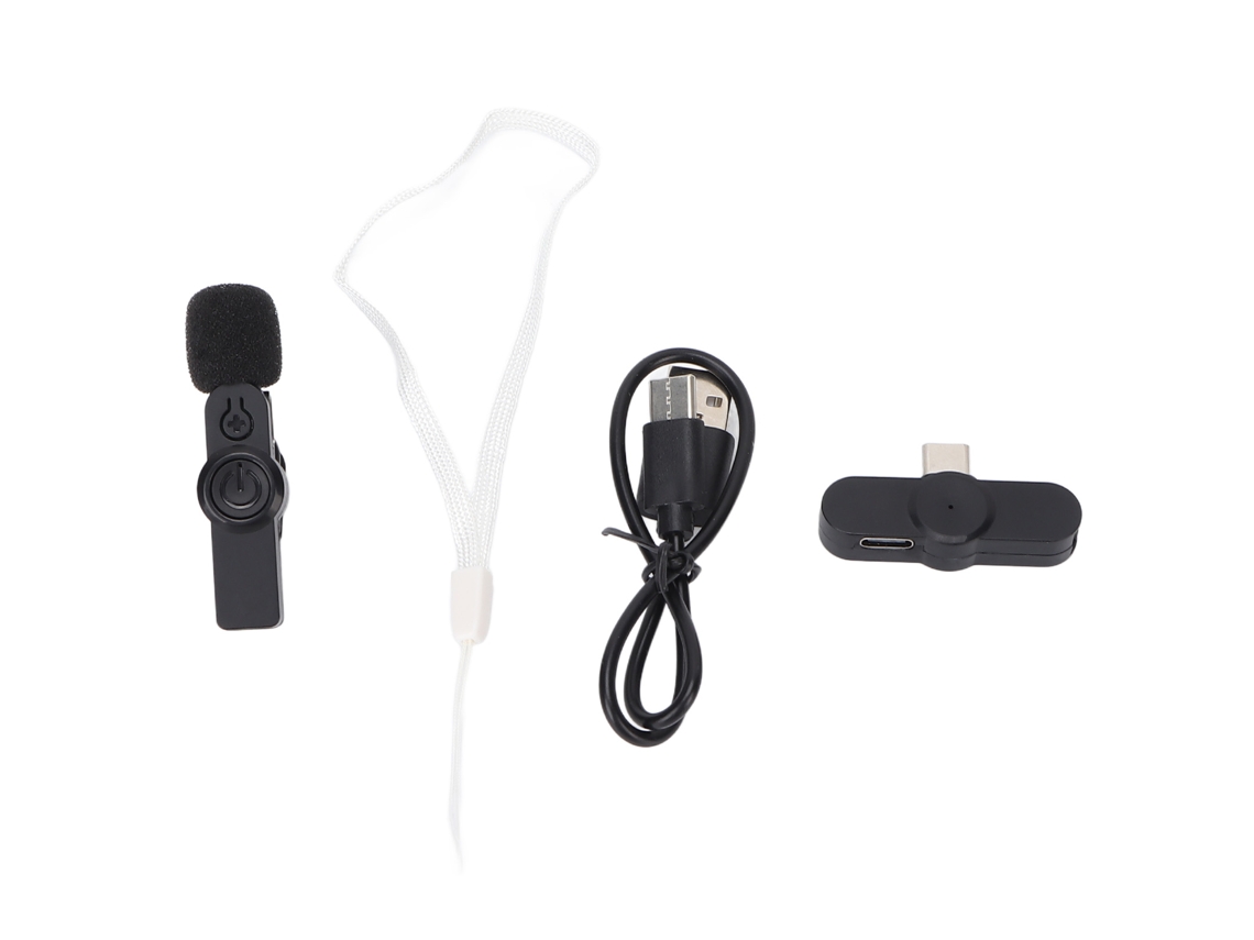 Microfone Lavalier com bateria, gravação ao vivo EOOCOO, redução de ruído