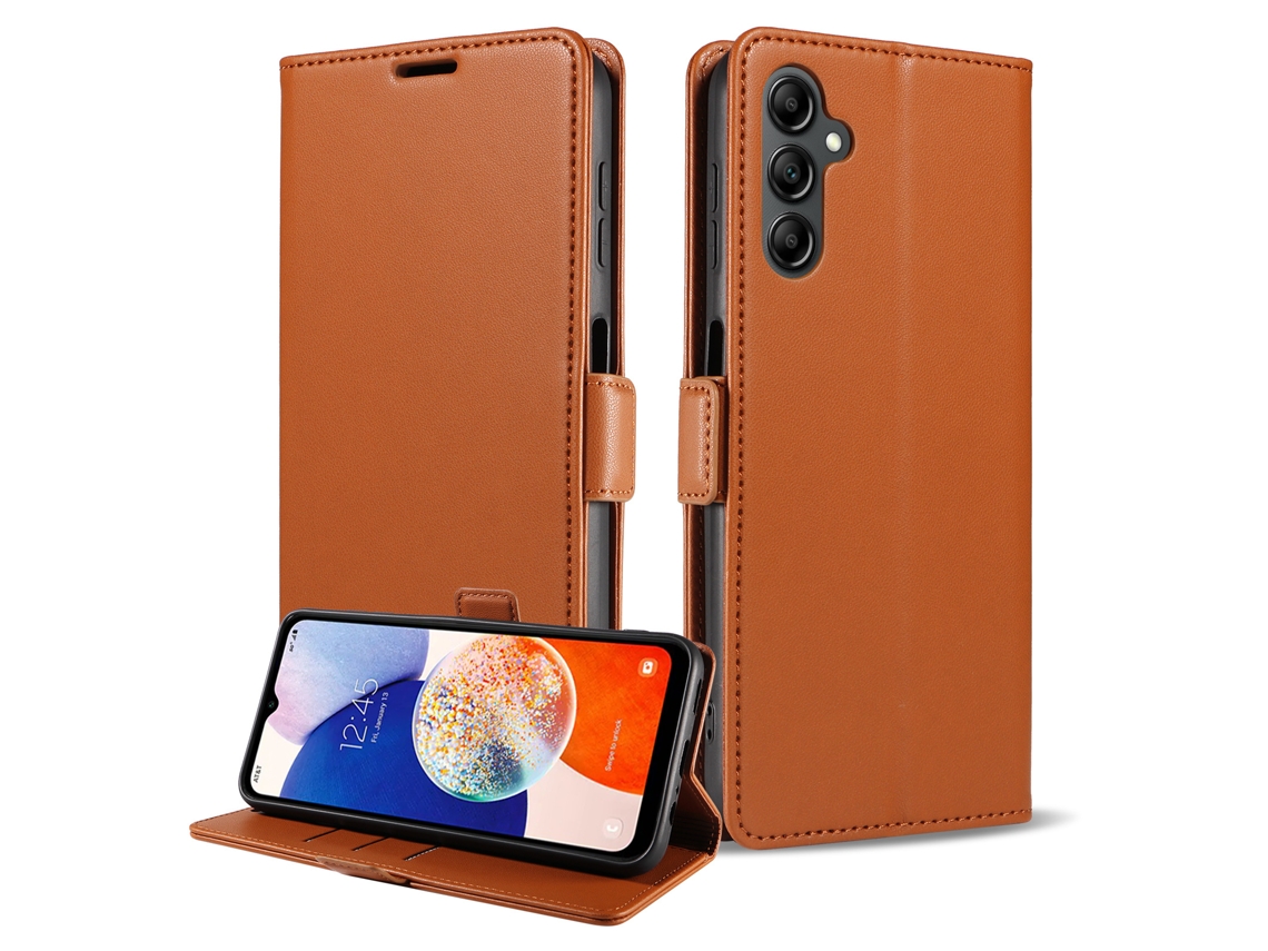 Capa Flip Para Celular Samsung, Textura Lisa.marrom-a21s