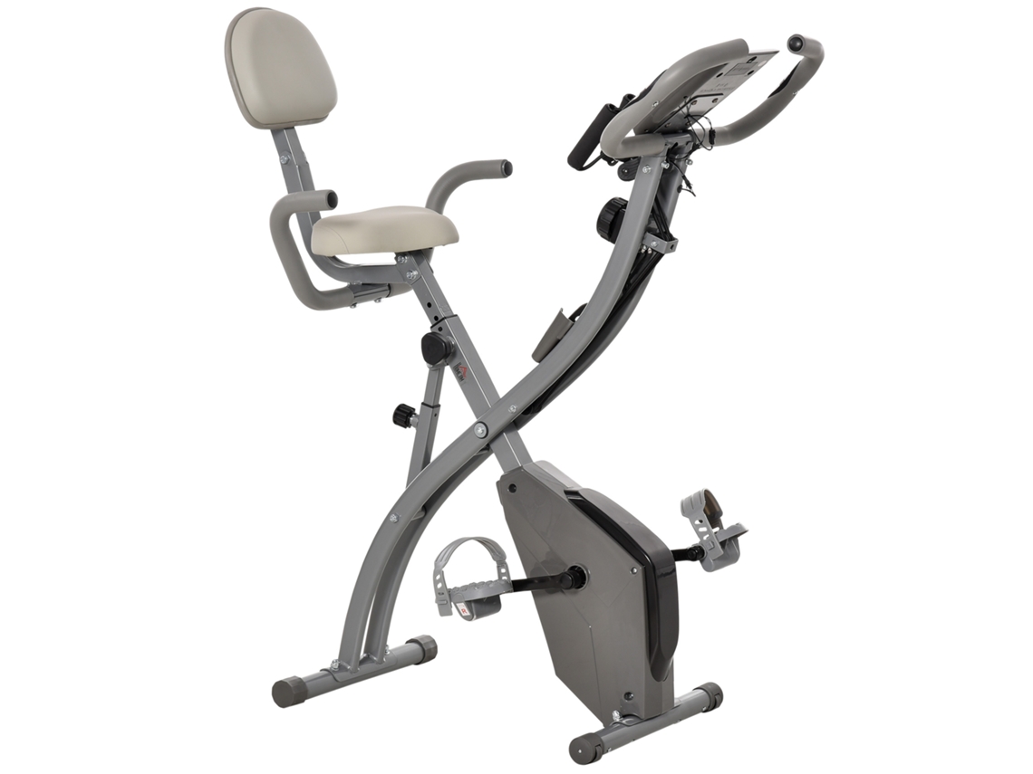 Bicicleta ergonômica dobrável, resistência magnética, sensor de pulso, LCD, aço, cinza/prata S/MARCA