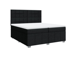 Cama com Molas/colchão 200x200 Cm Tecido Preto MAISON EXCLUSIVE
