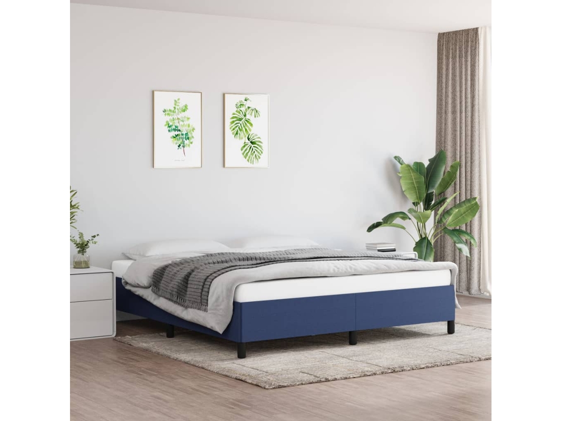 Vidaxl Estrutura de Cama Sem Colchão 180x200 Cm Tecido Azul