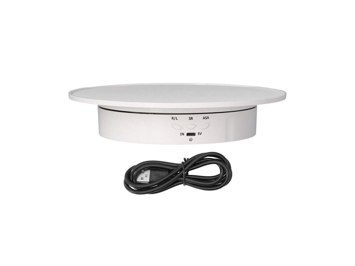 Suporte de Exibição Giratório Motorizado 200mm 3 Velocidades Usb Joias Turntable Branco | S/MARCA