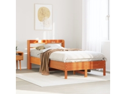 Cama Sem Colchão 120x190 Cm Madeira Pinho Maciça Castanho-mel