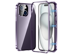 Capa De Vidro Temperado Hd Para Iphone 15 Plus - Fecho Magnético Duplo