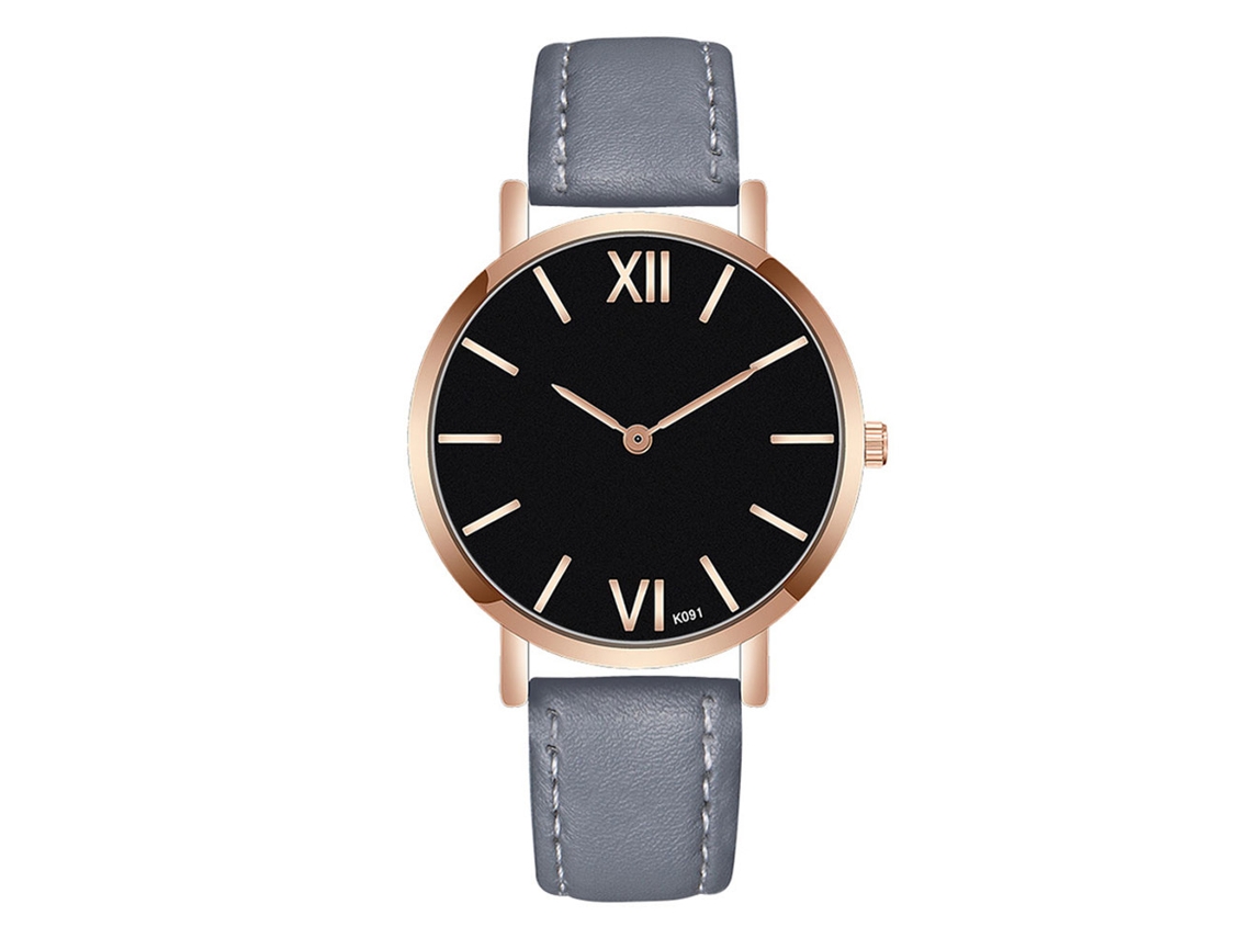 Relógio de Pulso Masculino Casual de Quartzo com Pulseira de Couro Pu Zhoulianfa (cinza)