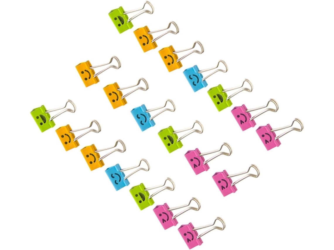 Clips De Fichário Solustre 19mm, Com Design De Expressões Faciais, Ideais Para Decoração Escolar, Materiais De