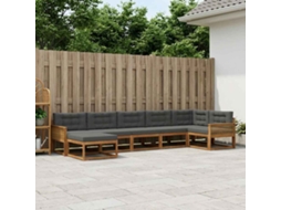 Vidaxl Conjunto De Sofás Para Exterior 7 Pcs Natural E Antracite
