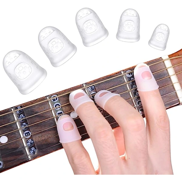 /ea/ 40 Unidades de Protetores de Dedo de Silicone para Guitarra em 5 Tamanhos AQUAFORGE