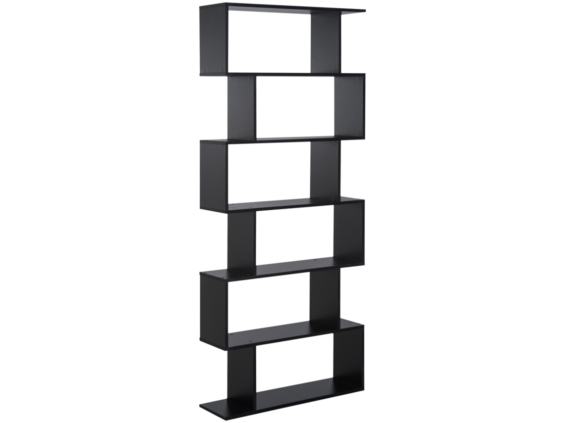 Estante de Madeira de Design Moderno com 6 Prateleiras, 80 × 23 × 192cm Preto Ge