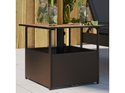 Mesa Jardim C/orifãcio Guarda Sol 55x55x46,5cm Vime Pe Marrom DKD HOME DECOR